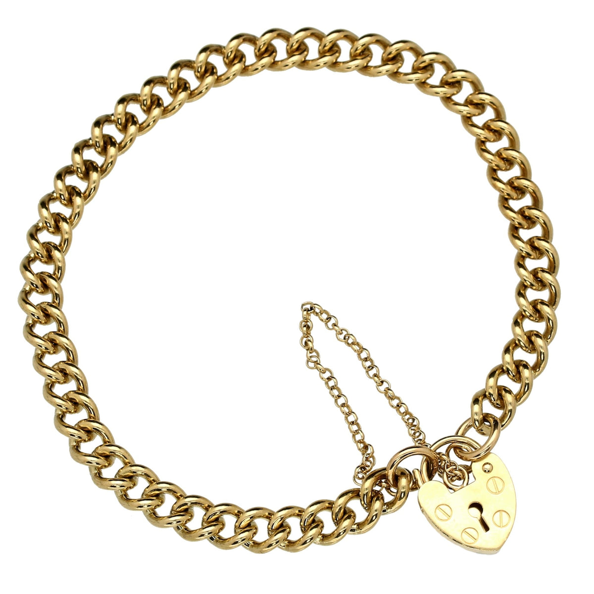 9ct Yellow Gold Flat Curb Ladies Bracelet - 16.5g