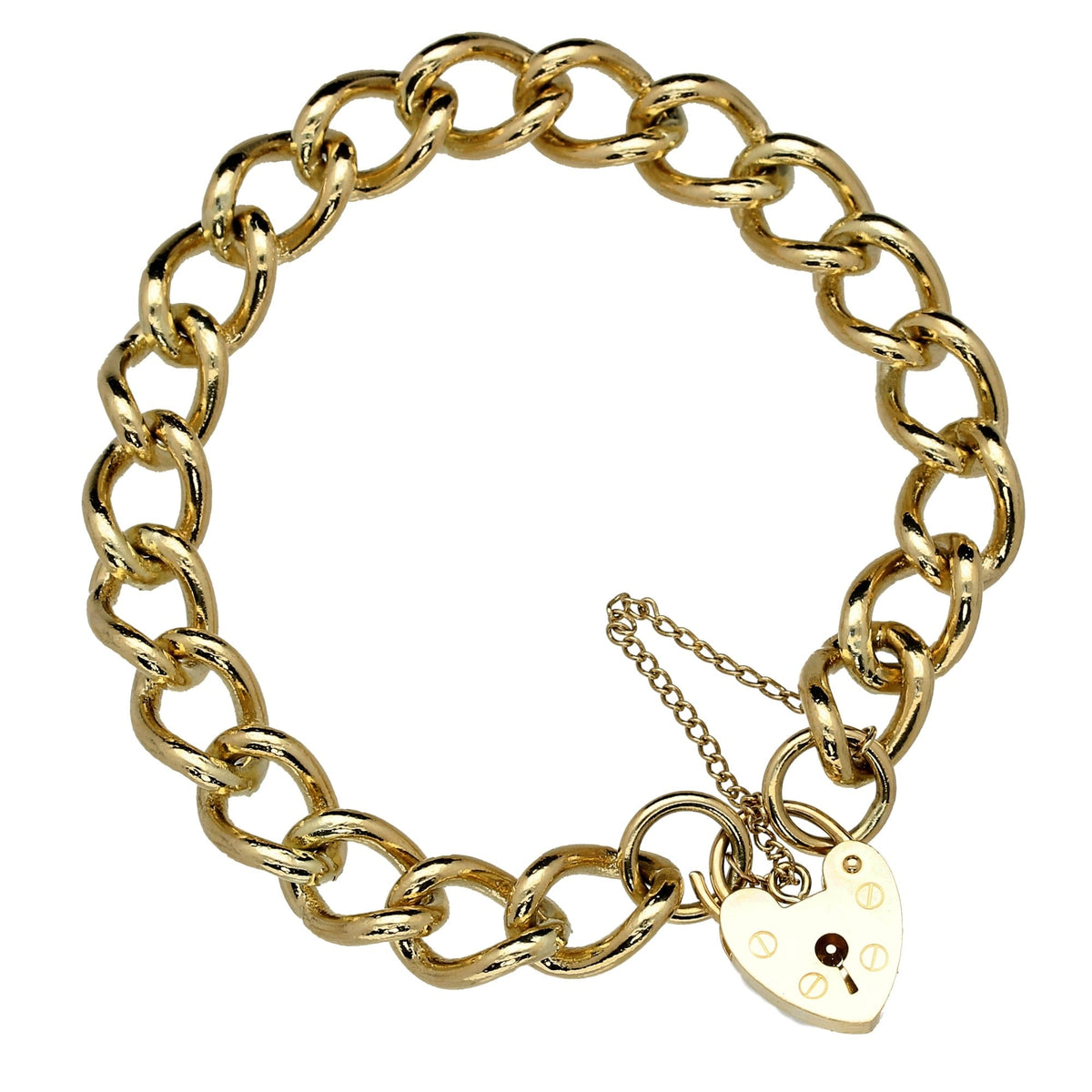 9ct Yellow Gold Heavy Curb Ladies Bracelet - 34.30g