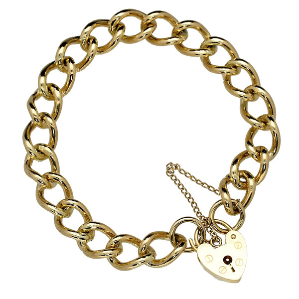 9ct Yellow Gold Heavy Curb Ladies Bracelet - 34.30g
