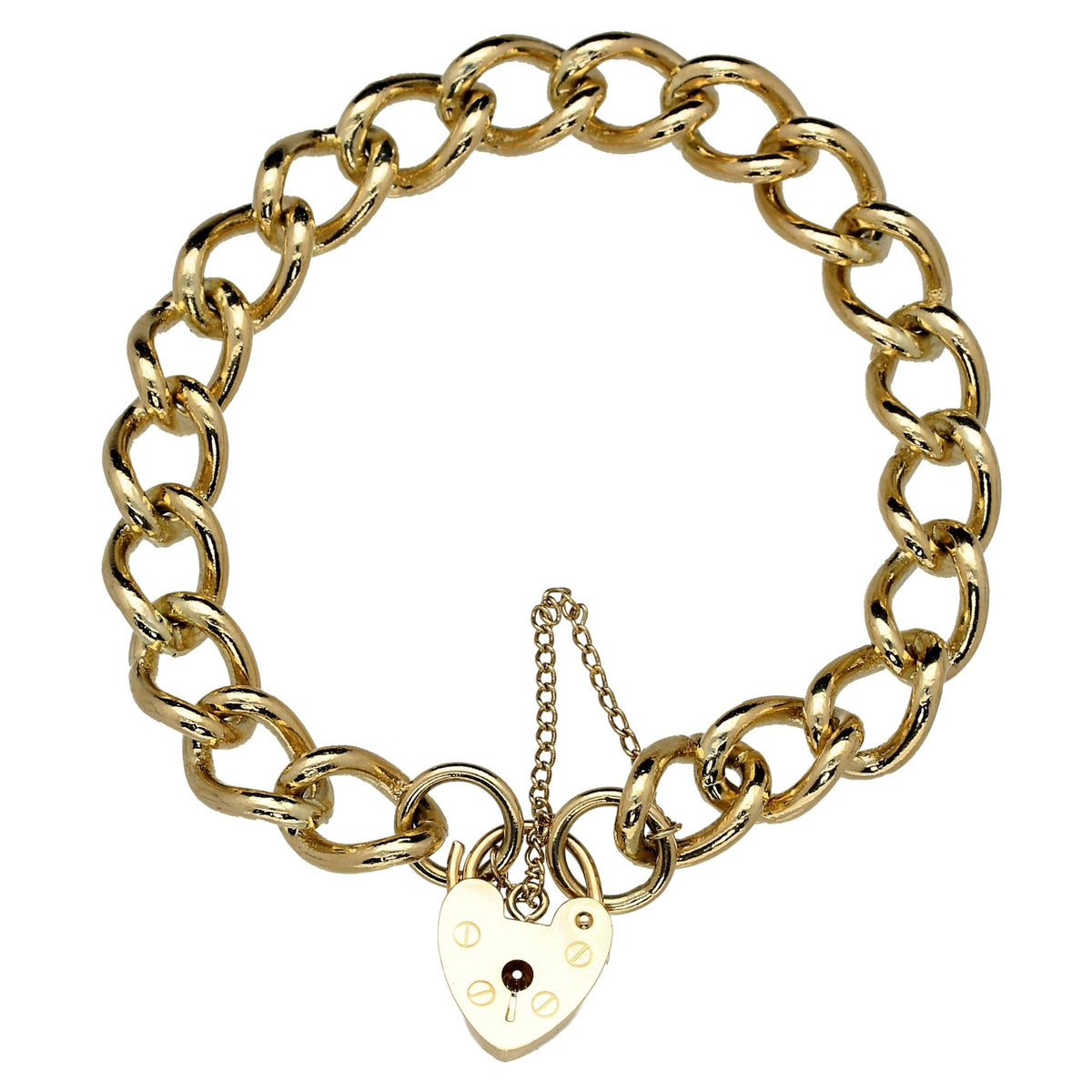 9ct Yellow Gold Heavy Curb Ladies Bracelet - 34.30g