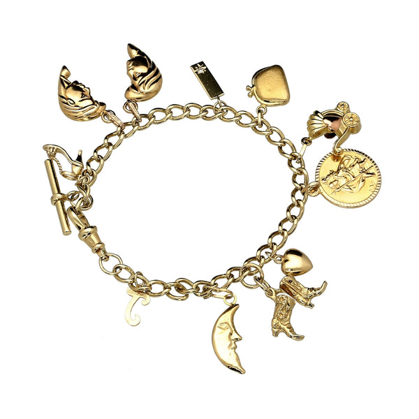 9ct Yellow Gold Ladies Charm Bracelet 11 Charm - 21.30 Grams