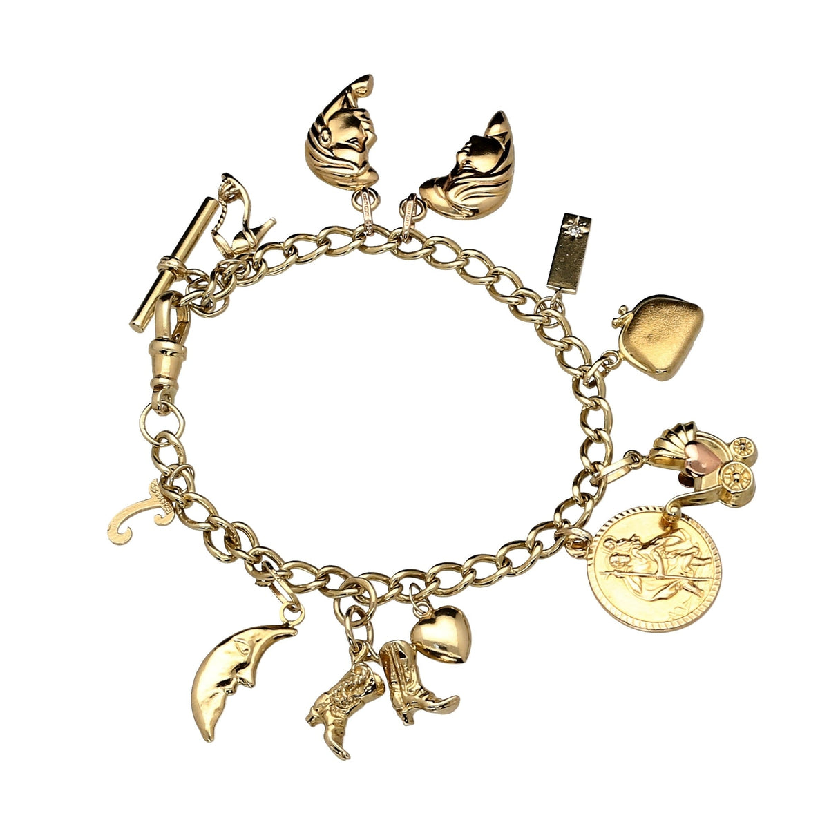 9ct Yellow Gold Ladies Charm Bracelet 11 Charm - 21.30 Grams