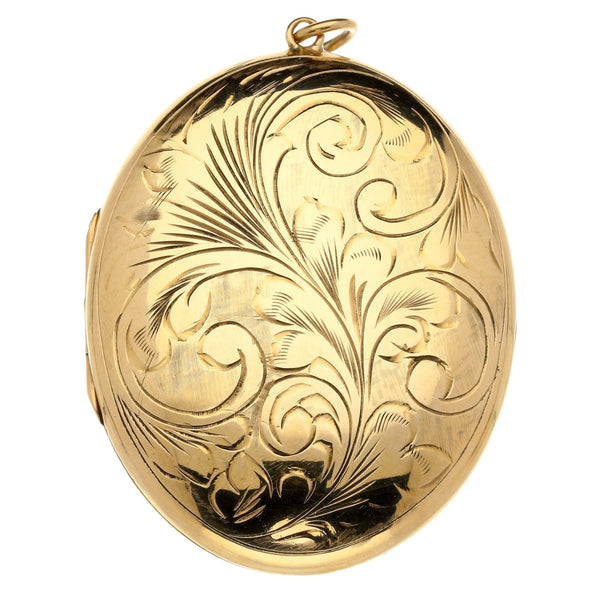 9ct Yellow Gold Large Patterned Oval Locket