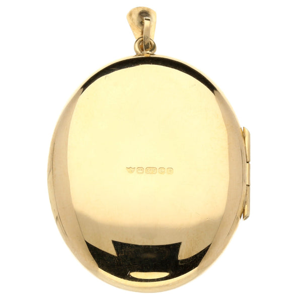 9ct Yellow Gold Large Oval Swan Locket