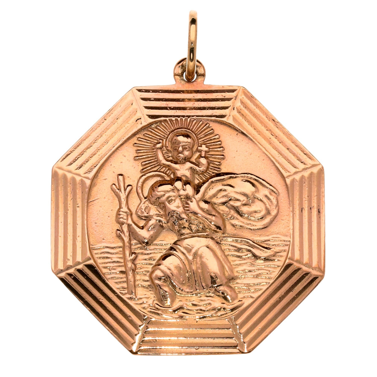 9ct Rose Gold Large St Christopher Pendant - 19.90g