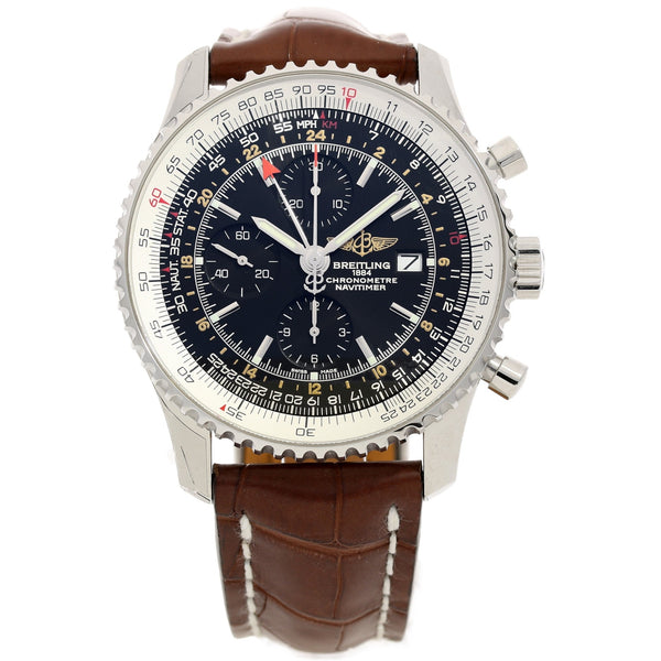 Navitimer A2432212 - Black Dial - Crocodile Leather Strap - 2014