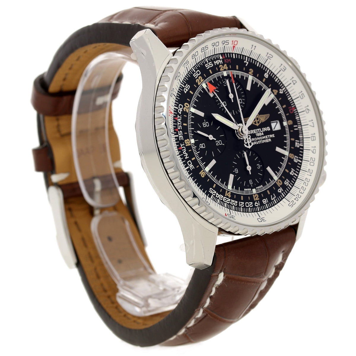 Navitimer A2432212 - Black Dial - Crocodile Leather Strap - 2014