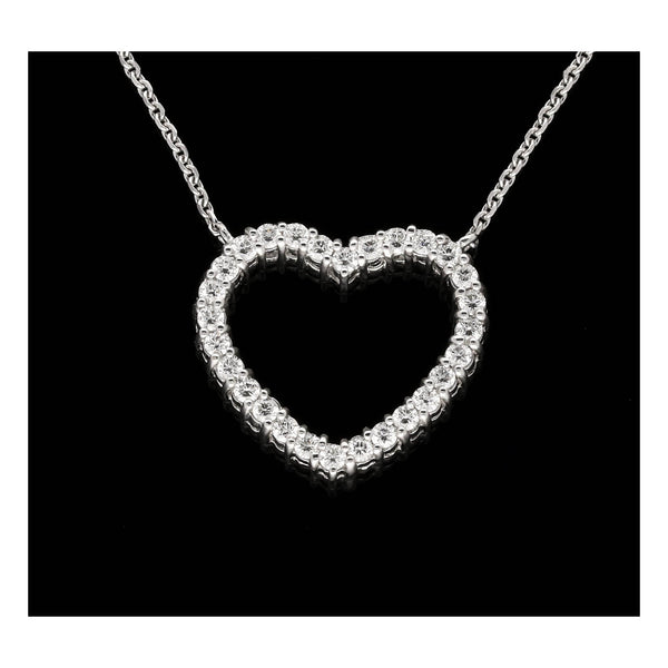 1.48ct Diamond Heart Pendant & Chain 18ct White Gold