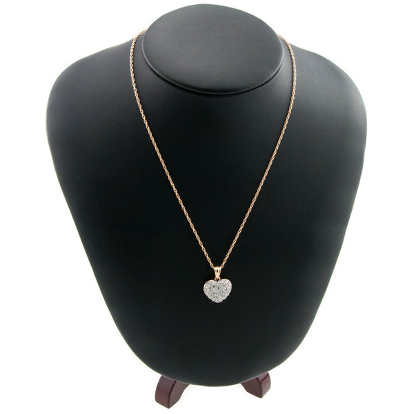 18ct Yellow Gold Diamond Heart Pendant & Chain