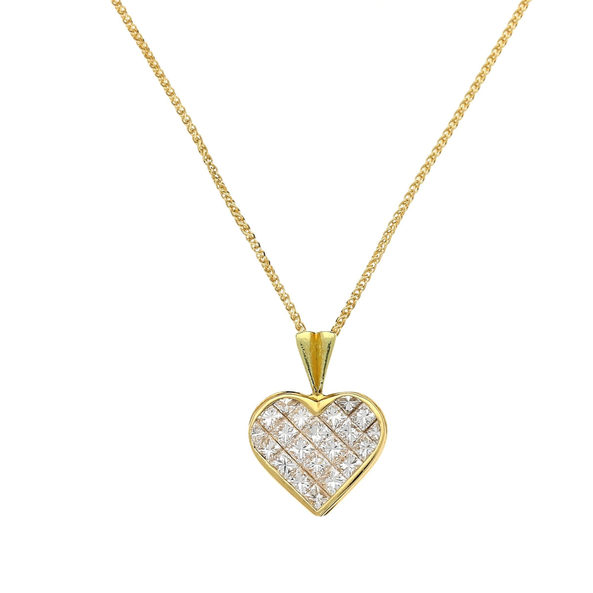 18ct Yellow Gold 1.50ct Diamond Heart Pendant & Chain