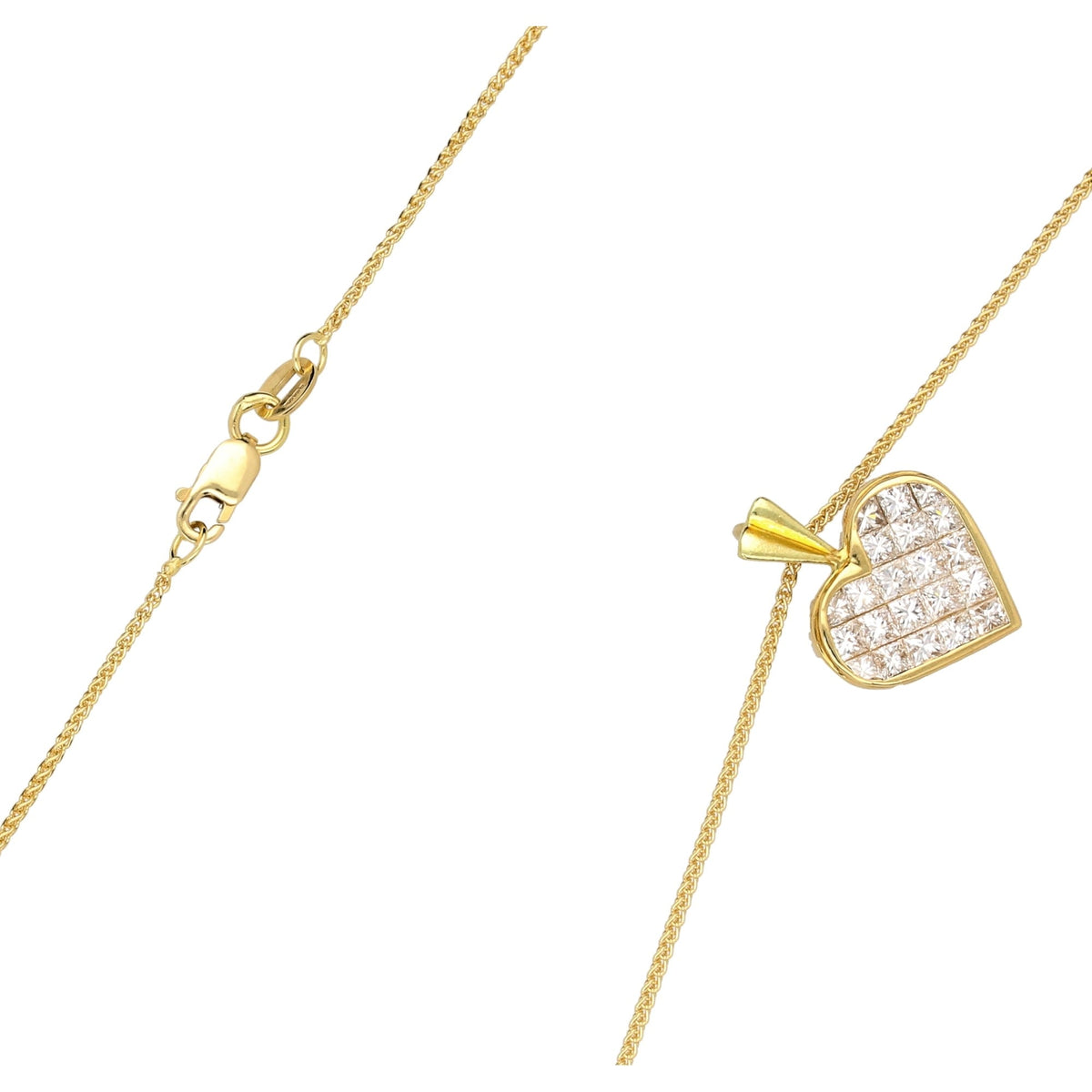 18ct Yellow Gold 1.50ct Diamond Heart Pendant & Chain