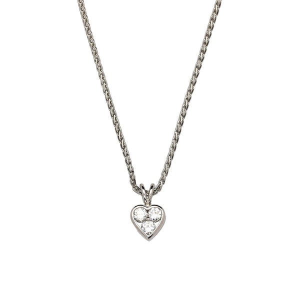 Platinum 0.30ct heart Shaped Diamond Pendant & Chain