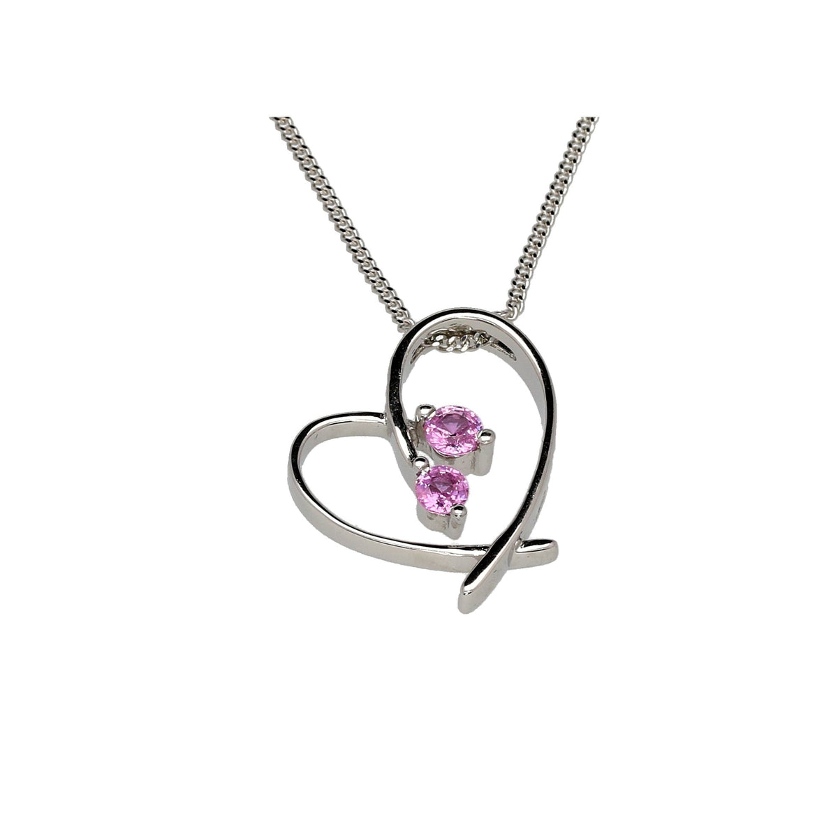 18ct White Gold Heart Shaped Pendant & Chain
