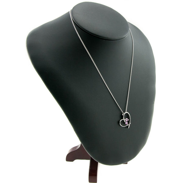 18ct White Gold Heart Shaped Pendant & Chain