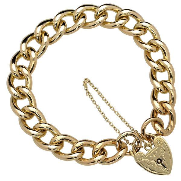 9ct Yellow Gold Heavy Ladies Curb Bracelet - 51.60 grams