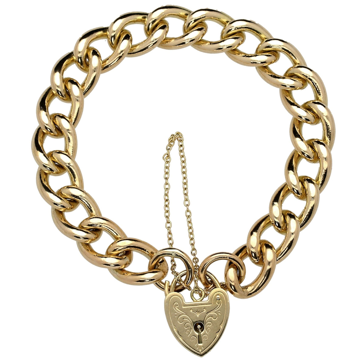 9ct Yellow Gold Heavy Ladies Curb Bracelet - 51.60 grams