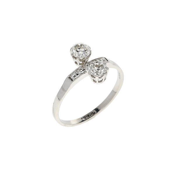 Unusual Platinum 2 Stone Diamond Ring - 0.65ct