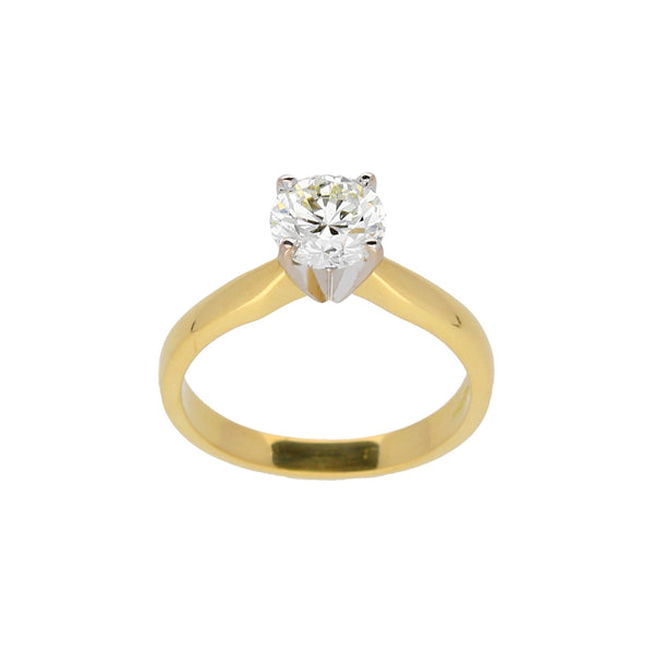 18ct Yellow Gold Four Claw Engagement Ring - 1.10ct
