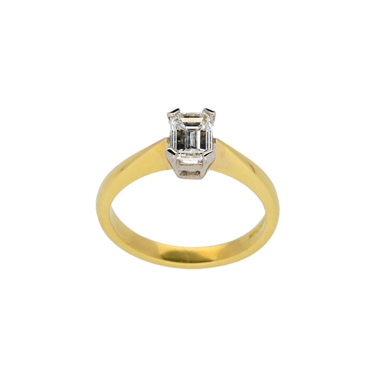 18ct Yellow Gold Emerald Cut Diamond Ring - 0.66ct