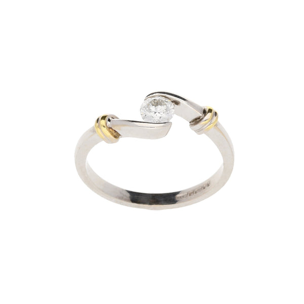 18ct White Gold Twist Design Diamond Engagement Ring - 0.30ct