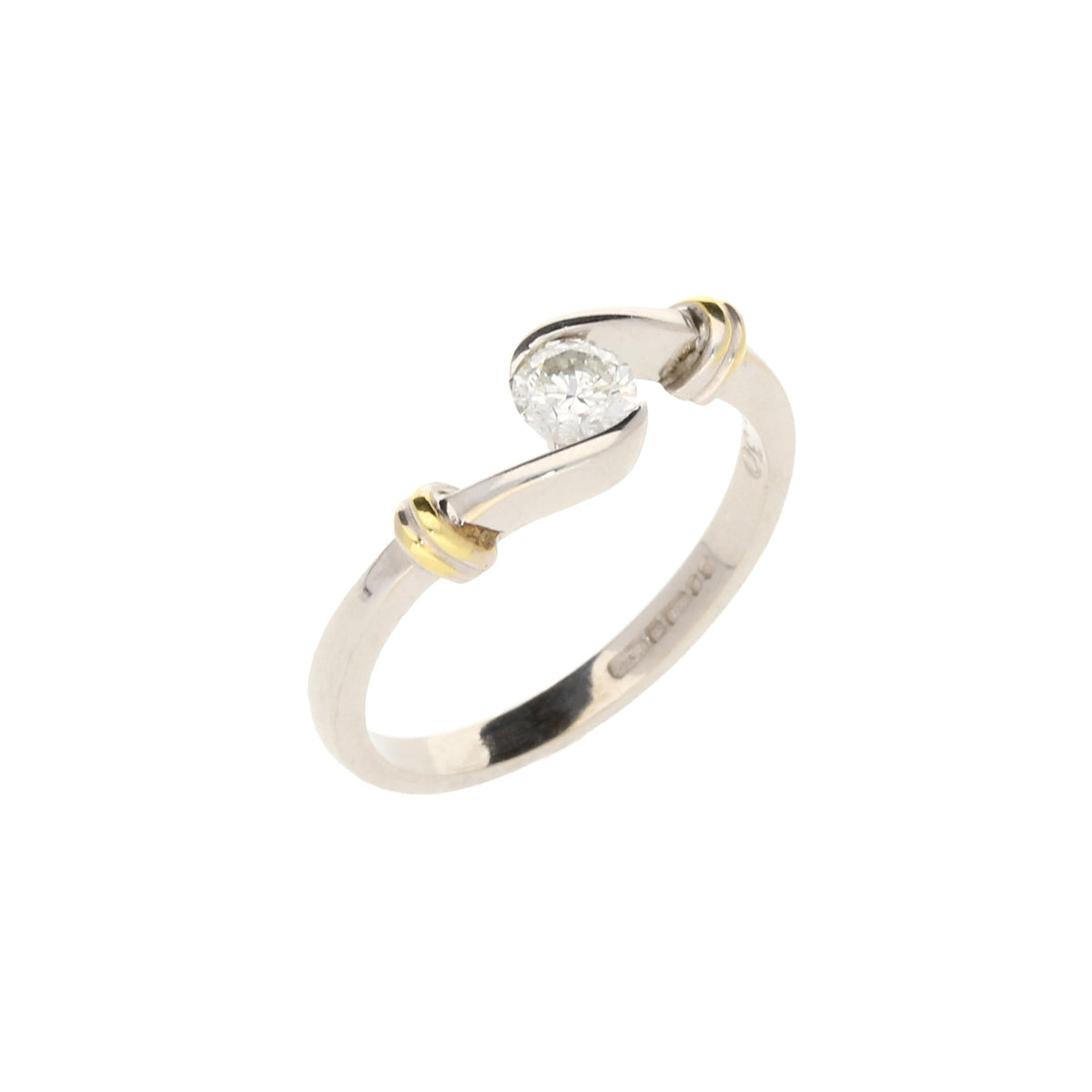 18ct White Gold Twist Design Diamond Engagement Ring - 0.30ct