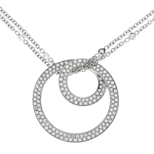 18ct White Gold Diamond Circle Pendant and Diamond Chain 1.87ct