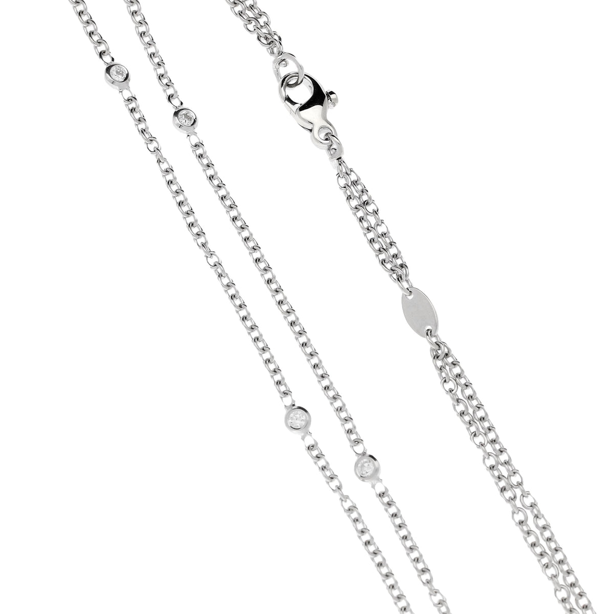 18ct White Gold Diamond Circle Pendant and Diamond Chain 1.87ct