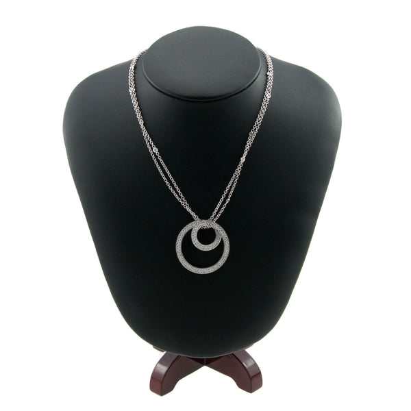 18ct White Gold Diamond Circle Pendant and Diamond Chain 1.87ct