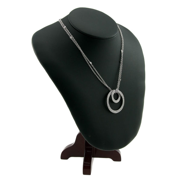 18ct White Gold Diamond Circle Pendant and Diamond Chain 1.87ct