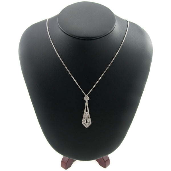 9ct White Gold 0.79ct Diamond Pendant & Chain