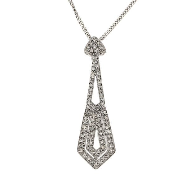 9ct White Gold 0.79ct Diamond Pendant & Chain