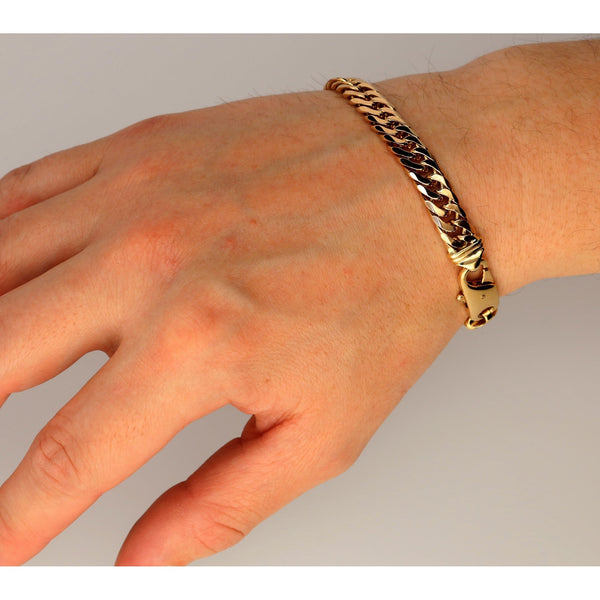 9ct Yellow Gold Gents Curb Bracelet - 29.70g