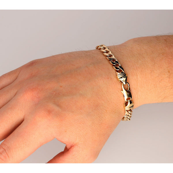9ct Yellow Gold Gents Curb Bracelet - 19.10g