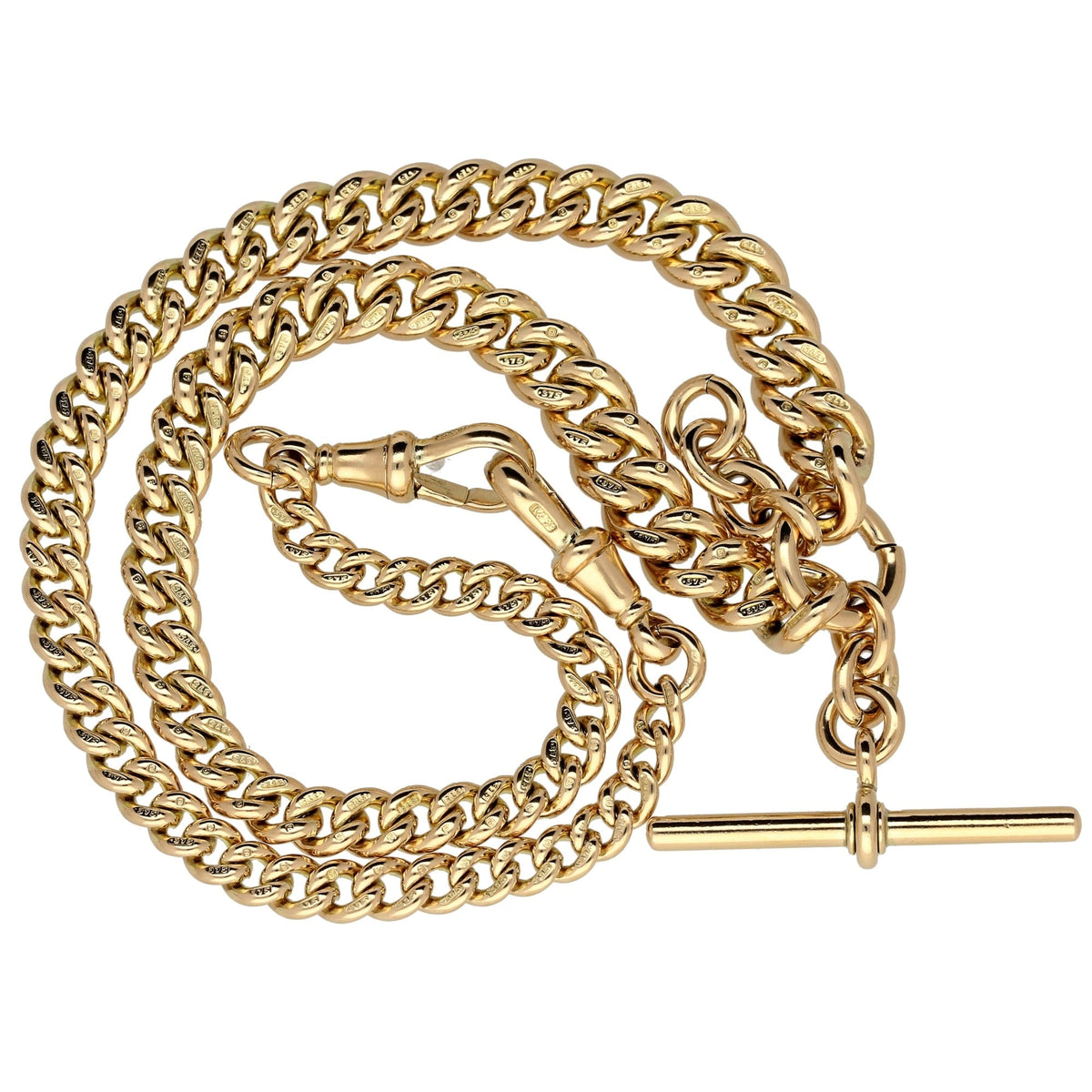 9ct Yellow Gold Graduated Double Albert Bracelet - 59.20g