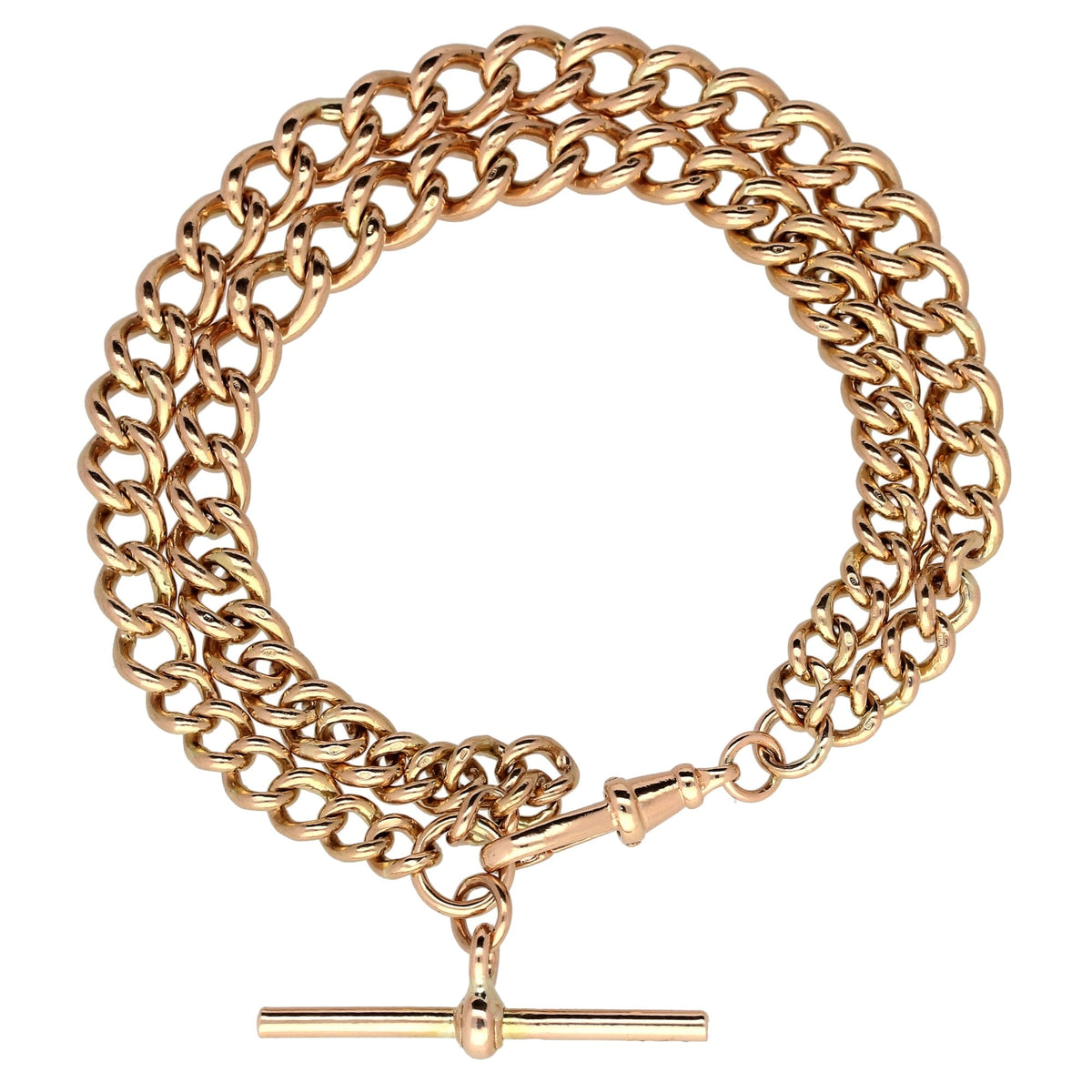 Gents 9ct Rose Gold Graduated Double Albert Bracelet - 43.00