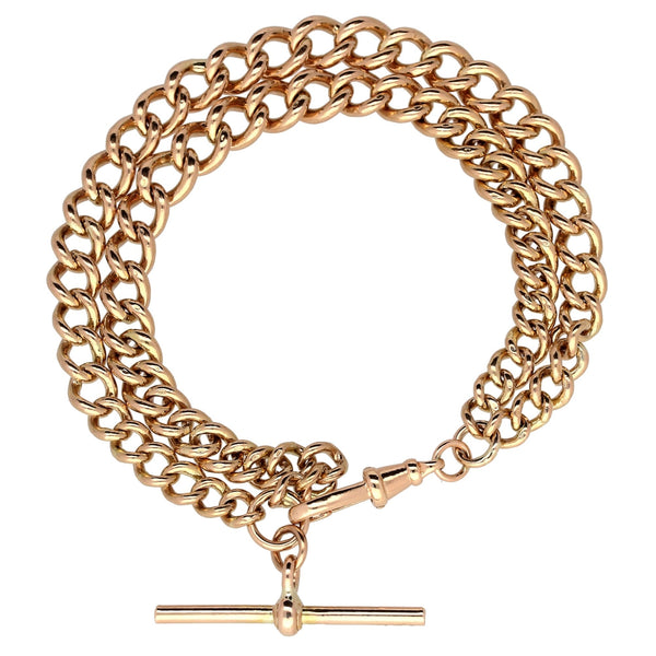 Gents 9ct Rose Gold Graduated Double Albert Bracelet - 43.00