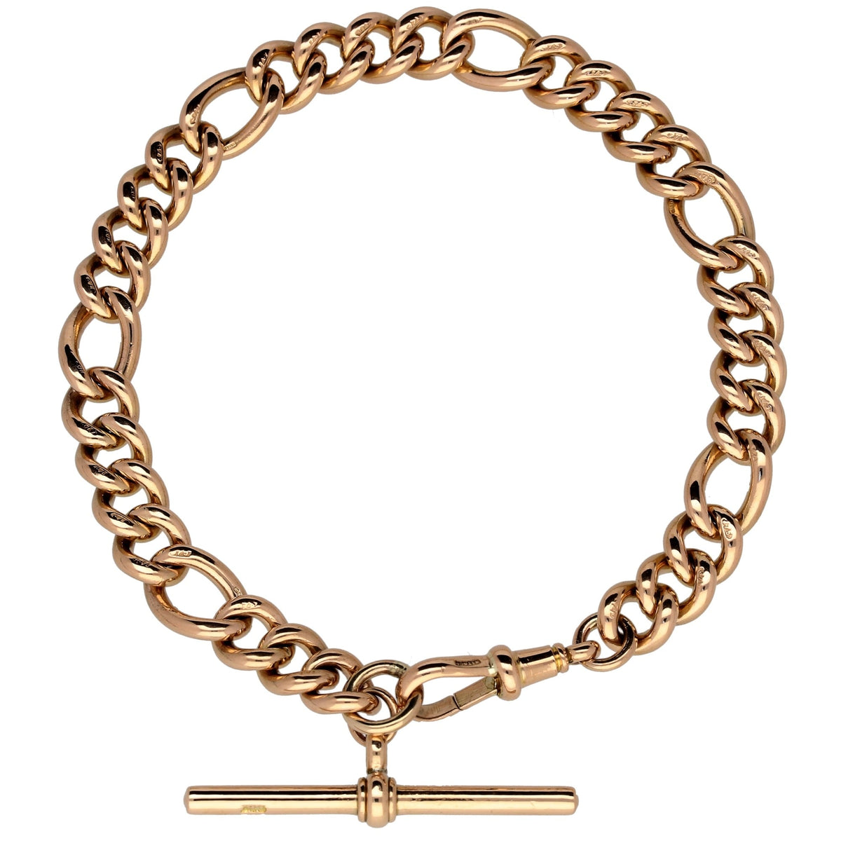 9ct Rose Gold 8.5" Albert Bracelet - 36.20g