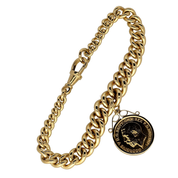 9ct Yellow Gold Albert Bracelet & Half Sovereign - 37.40