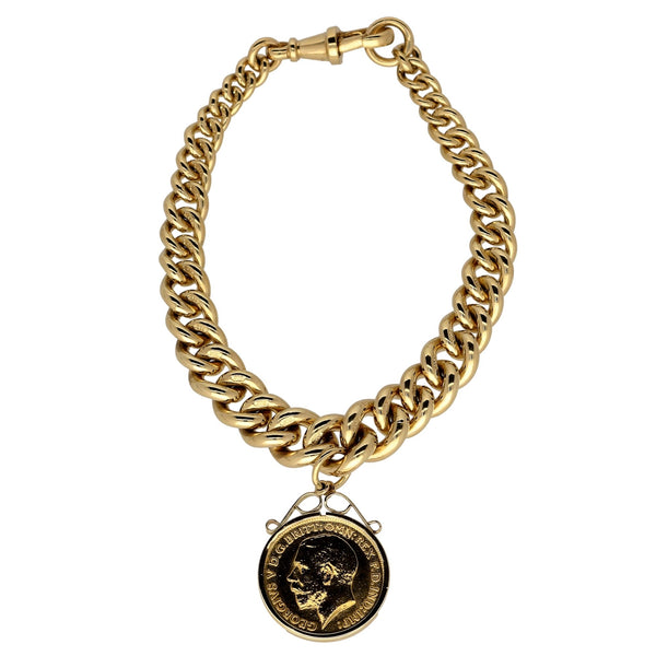 9ct Yellow Gold Albert Bracelet & Half Sovereign - 37.40