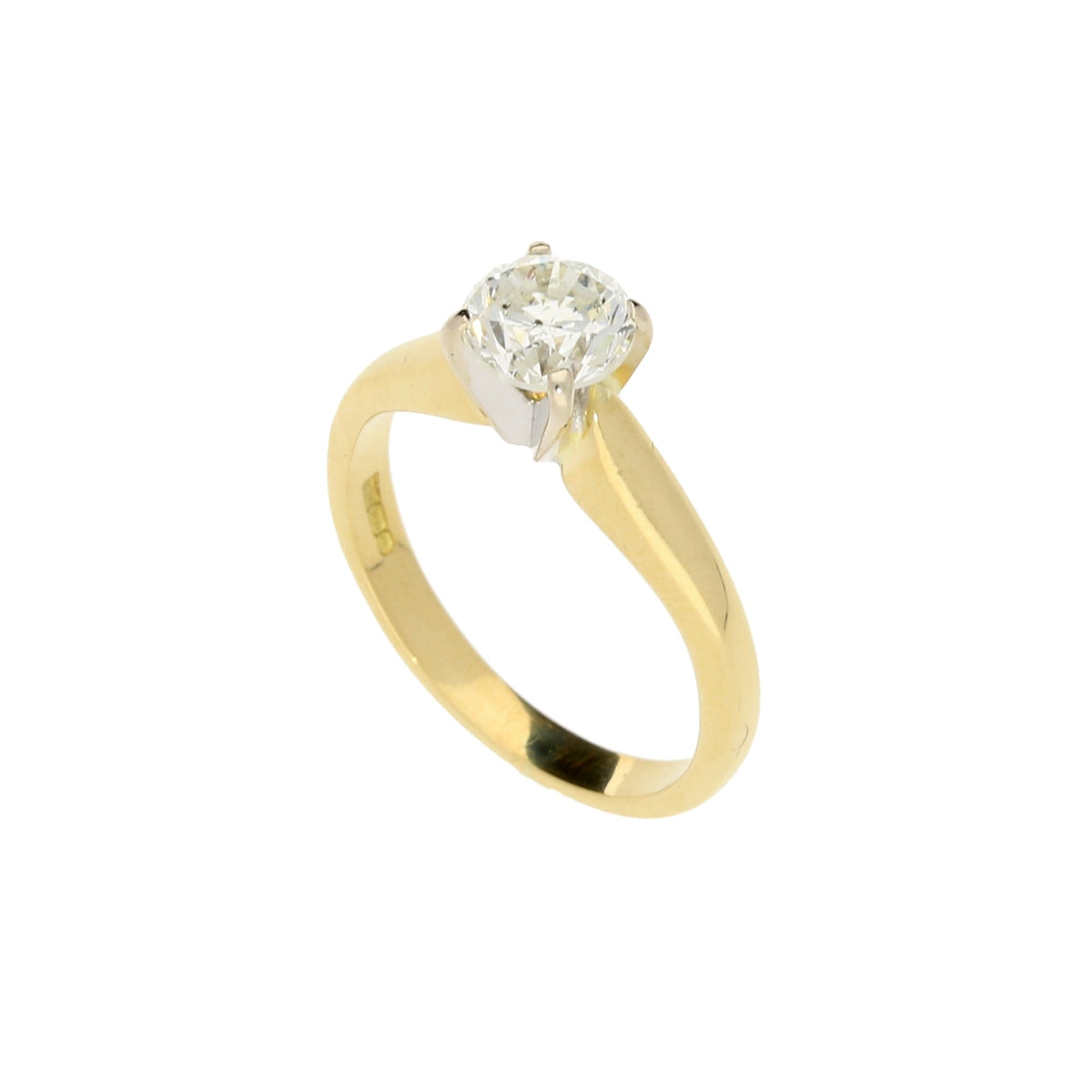 18ct Yellow Gold 4 Claw Diamond Engagement Ring - 1.02ct