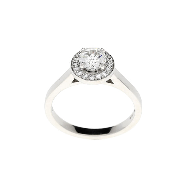 18ct White Gold 0.83ct Diamond Halo Ring