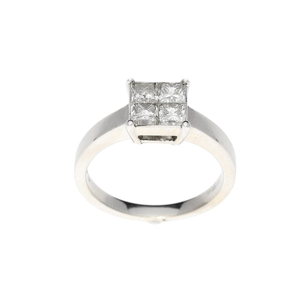 18ct White Gold 0.80ct Illusion Set Diamond Ring