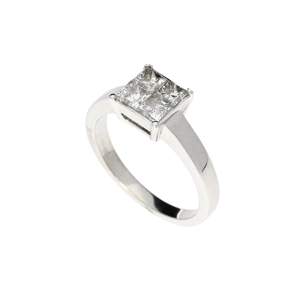 18ct White Gold 0.80ct Illusion Set Diamond Ring