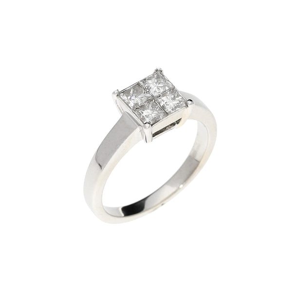 18ct White Gold 0.80ct Illusion Set Diamond Ring