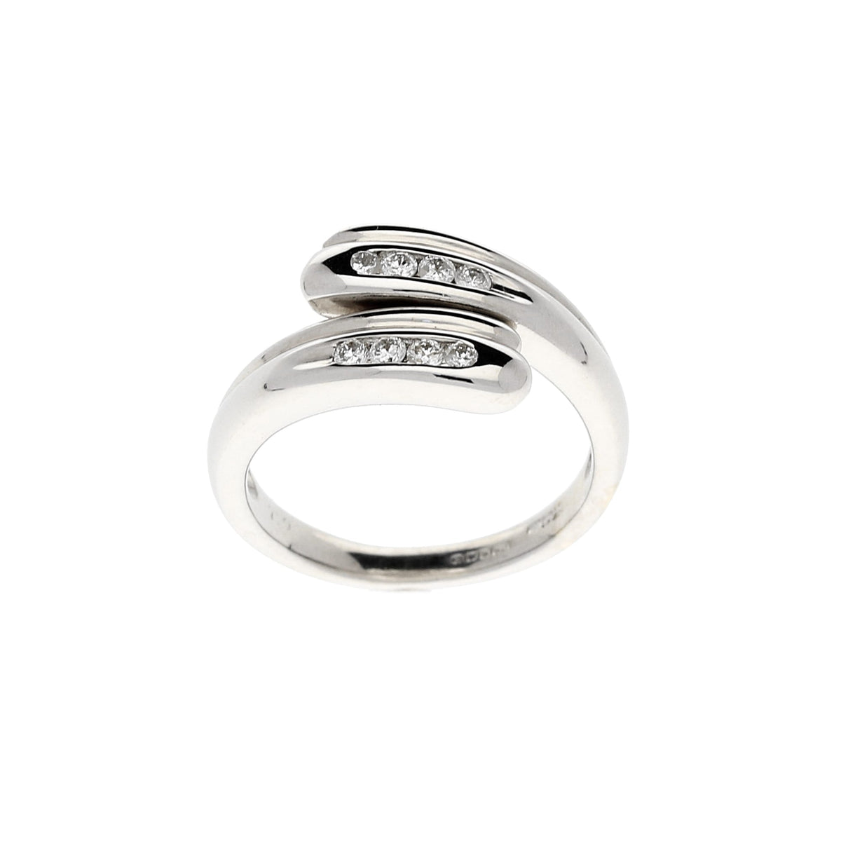 18ct White Gold 0.16ct Diamond Crossover Fancy Ring