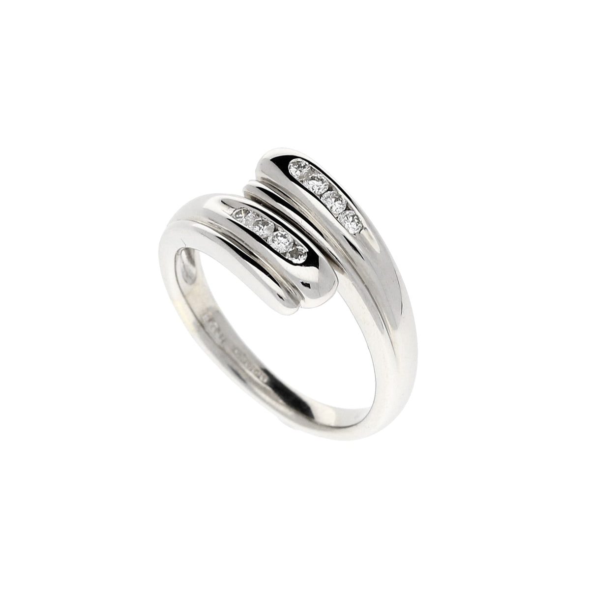 18ct White Gold 0.16ct Diamond Crossover Fancy Ring