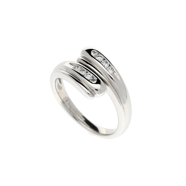 18ct White Gold 0.16ct Diamond Crossover Fancy Ring
