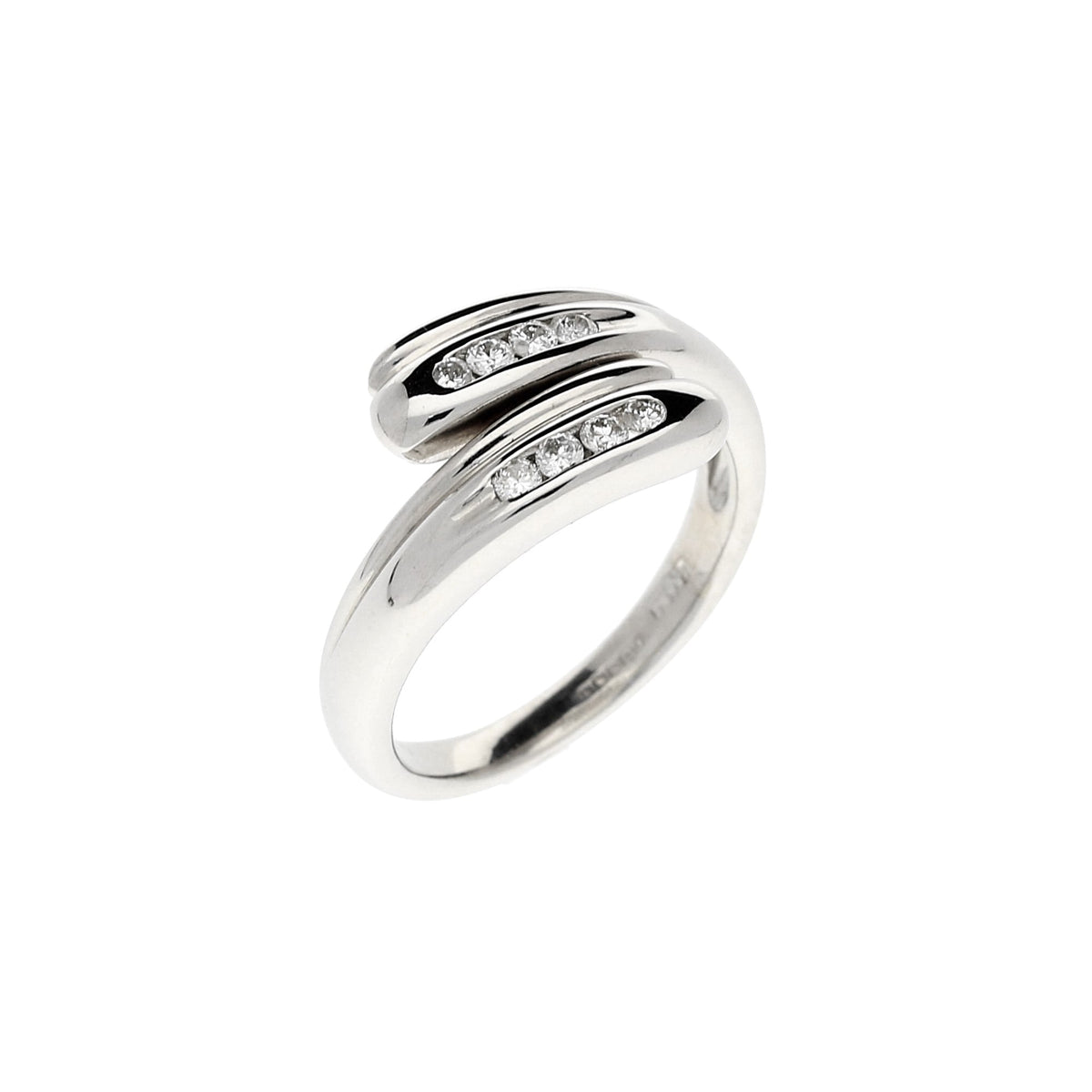 18ct White Gold 0.16ct Diamond Crossover Fancy Ring