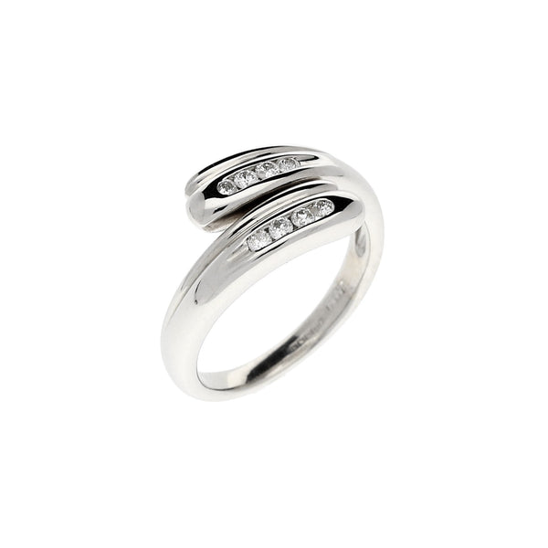 18ct White Gold 0.16ct Diamond Crossover Fancy Ring