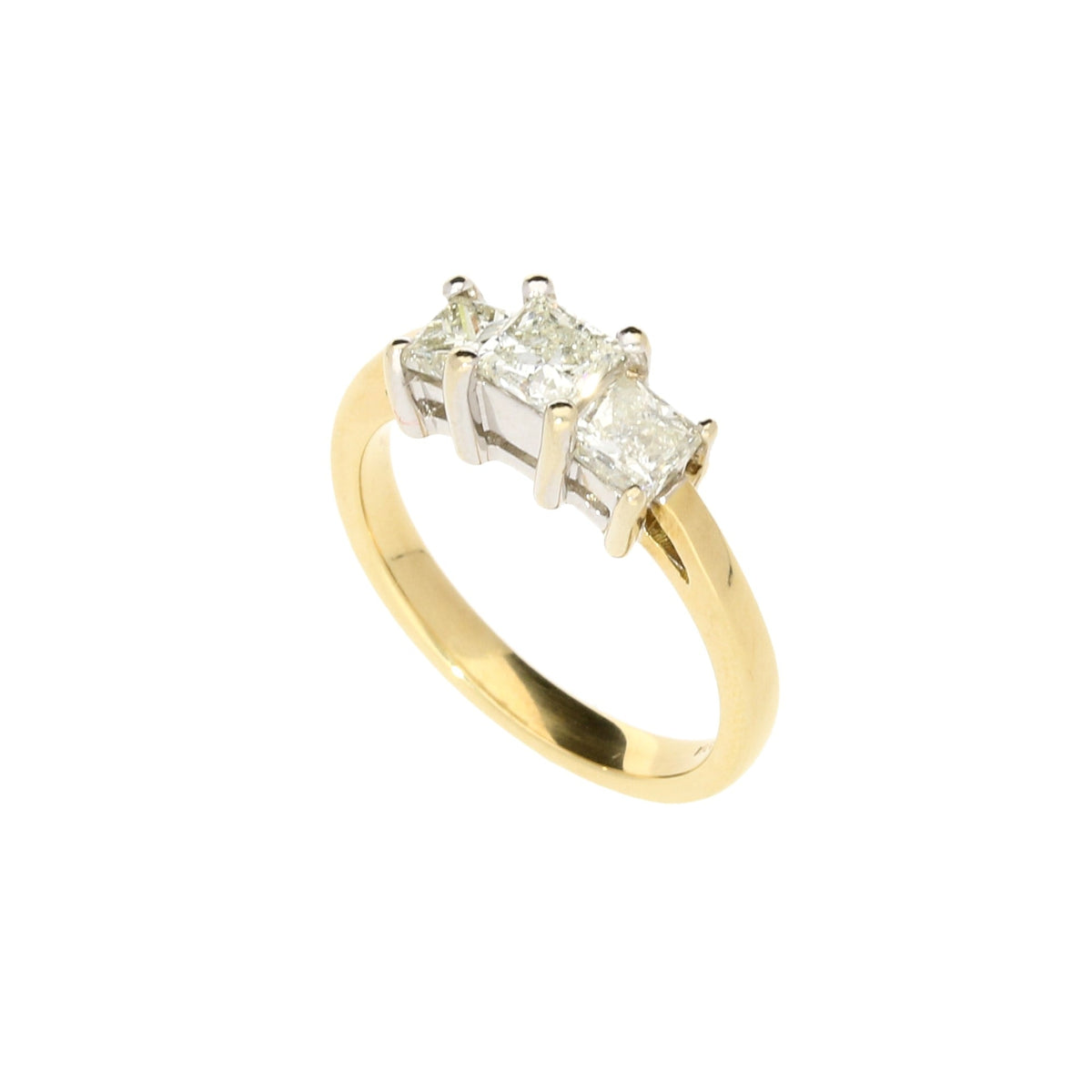 18ct Yellow Gold 3 Stone Princess Cut 1.00ct Diamond Ring